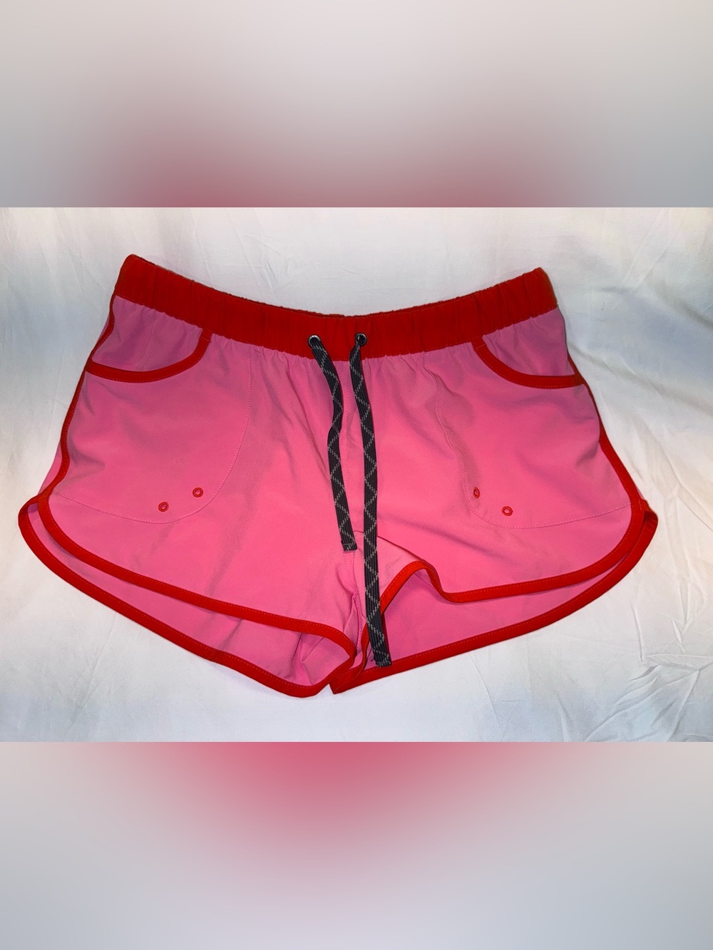 Patagonia Pink Athletic Shorts with Red Trim